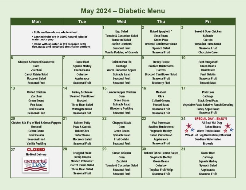 diabetic menu